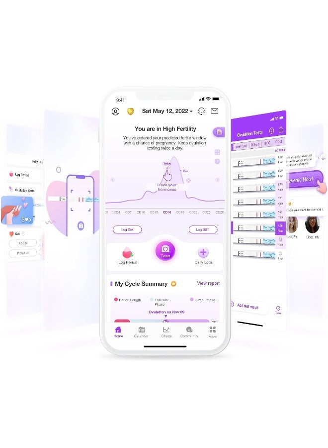 عربست مجموعة اختبارات التبويض والحمل Predictor APP، 40 شريط اختبار حمل، 10 شرائط تبويض، 40 اختبار LH + 10 HCG - Image 5
